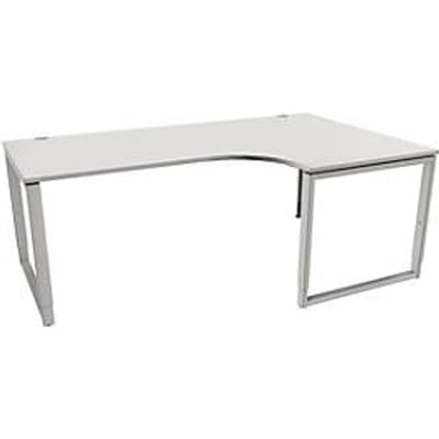 Schäfer Shop Genius MODENA FLEX hoekbureau, 90°, beugelvoet, bevestiging rechts, B 2000 mm, lichtgrijs