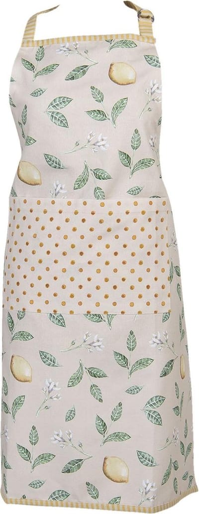 Clayre & Eef Keukenschort 70x85 cm Beige Geel Katoen Citroen