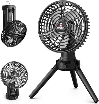Draagbare Campingventilator - Oplaadbaar USB-C - Stille werking - Met LED-licht - Voor camping en outdoor