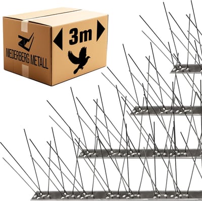 3 Meter Duivenwering met RVS Spikes en Metalen Basis - Duivenstrips Vogelwering Duivenafweer