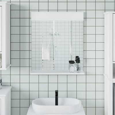 vidaXL - Badkamerspiegel - met - schap - BERG - 60x12x70 - cm - massief - hout - wit