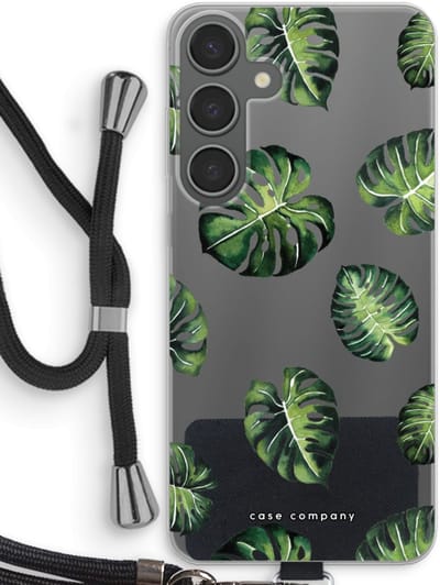 Case Company® - Hoesje met koord geschikt voor Samsung Galaxy S24 Plus hoesje met Koord - Tropische bladeren - Telefoonhoesje met Zwart Koord - Bescherming aan alle Kanten en Over de Schermrand