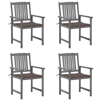 vidaXL - Tuinstoelen - 4 - st - met - kussens - massief - acaciahout - grijs
