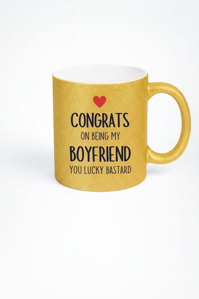 Gouden Glitter Mok Vriend - Congrats Lucky Bastard Cadeau - Grappige Beker voor Je Vriendje
