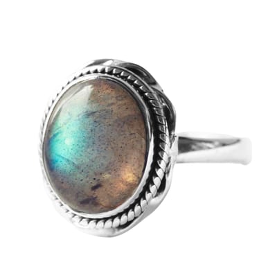 Natuursieraad -  925 sterling zilver labradoriet ring - 18.25 mm - luxe edelsteen sieraad - handgemaakt
