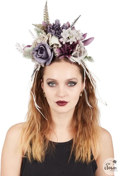 Halloween Haarband met Bloemen en Doodskop