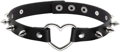 Dailygoods- Choker Ketting Punk Stijl - Hart Accent - PU Lederen - Spiked - Geschikt voor Feesten - Diverse Stijlen - Halsband