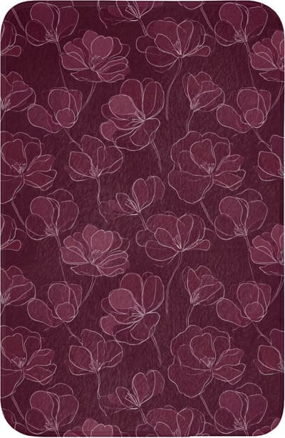 WC mat 40x60 cm - Antislip - Bloemen - Patroon - Bordeauxrood - Toiletmat - Vloermat - Douchemat - Toilet tapijt - Toiletmatten