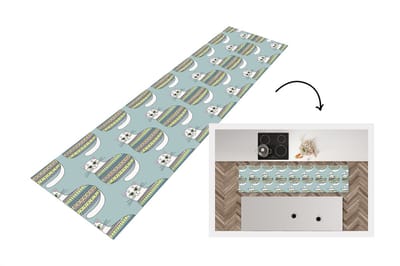 Keukenloper - Loper keuken - Meisje - Katten - Trui - Patronen - 200x50 cm - Keukenloper vinyl