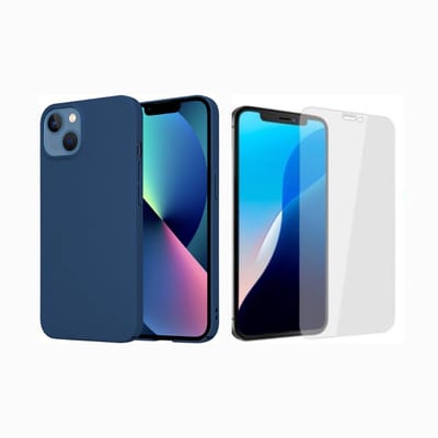 ShieldCase bundel telefoonhoesje + screenprotector geschikt voor Apple iPhone 13 – Blauw – super dun en lichtgewicht ontwerp – schokbestendige backcover – premium materiaal – krasbestendig en anti-slip grip