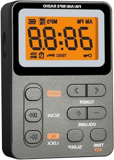 Draagbare Zakradio - AM FM Radio - Muziek Luisteren - Led Display - 80 x 17 x 57 mm - Zilvergrijs
