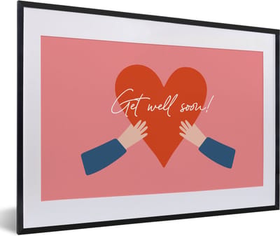 Fotolijst incl. Poster - Sterkte - Quotes - Roze - Hand - 60x40 cm - Posterlijst