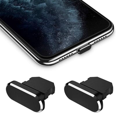 Lightning Stofdichte Plug Dopje geschikt voor Apple iPhone / iPad - Kapje voor Lightning Poort tegen Stof en Vuil Zwart (2-Pack)