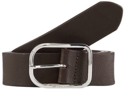 Tom Tailor - TTHELEN leren riem met afgeronde gesp - Maat 75 - brown uni