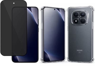 TechNow Hoesje + Privacy Screenprotector geschikt voor Xiaomi Redmi Note 15 5G – Gehard Glas – Anti Inkijk – Case – Transparant