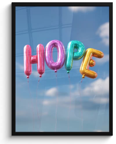 Poster in lijst - Fotolijst 50x70 cm - Posters - Ballonen - Lucht - Hope - Posterlijst zwart - Decoratie - Wanddecoratie woonkamer - Muurdecoratie slaapkamer