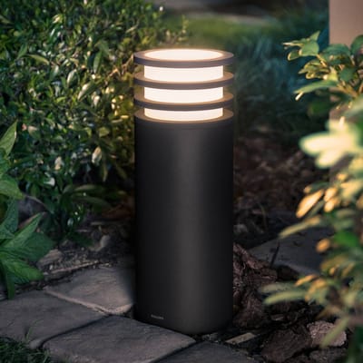 Philips Hue Lucca sokkellamp - warmwit licht - zwart - laag