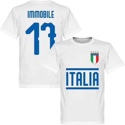 Italië Immobile 17 Team T-Shirt - Wit - S