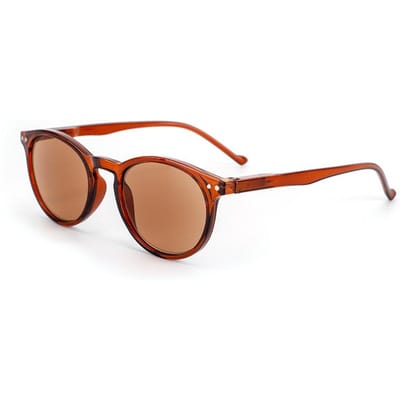 Lunettes de soleil anti-UV pour presbytie avec dioptrie +1.0+1.5+2.0+2.5+3.0+3.5+4 pour femmes hommes Lunettes rondes classiques Lecteur Teintes solaires 2 brown