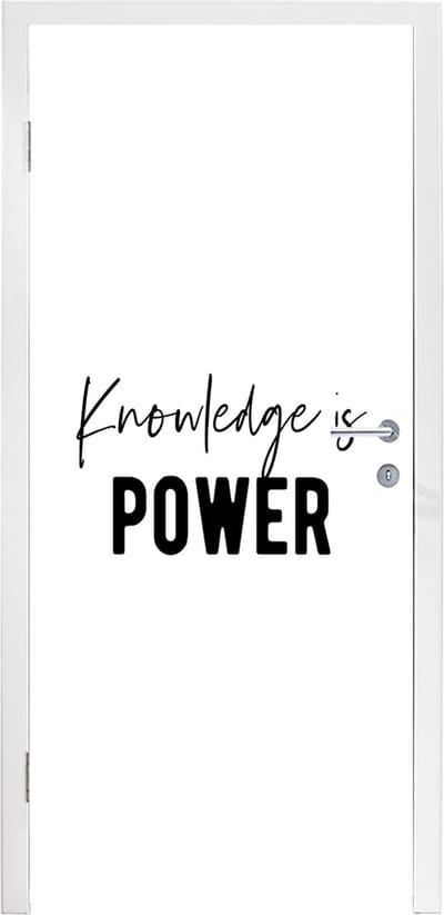 Deursticker Studenten - Kennis - Quotes - Zwart wit - 95x235 cm - Deurposter