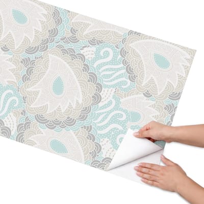 Coloray Meubel Wrap Folie - Romig Meubelfolie - 65x130 cm - Meubelfolie Zelfklevend Organische patronen - Wrapfolie Keuken - Abstract Meubelfolie - Decoratiefolie - Tafeldecoratie - Achtergronden en patronen