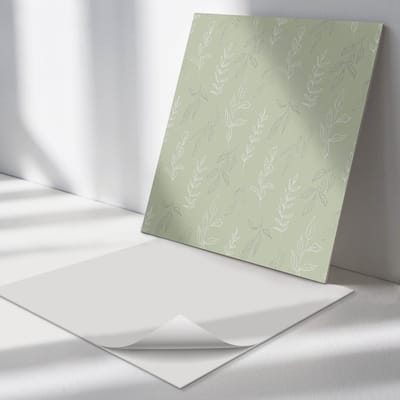 Wallfluent Vinyl Tegels - Plantenbladpatroon Zelfklevende PVC Tegels - 30 cm x 30 cm - Groente Vinyl Tegels - 9 stuks - Vierkant PVC Tegels - Bloemen En Planten Plaktegels - Vinyl Vloer Tegels - Plaktegels Keuken en Badkamer