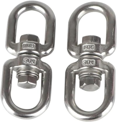 2 Stuks M8 Roestvrijstalen Draaiende Bevestiging voor Hangmat, Hangstoel en Schommelaccessoires met 360° Rotatie