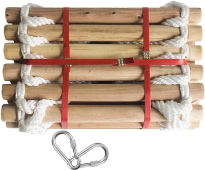 Noodladder - Reddingsladder Touwladder - Snelle Ontsnapping - Sterk Draagvermogen - 8 Meter - Houtkleur