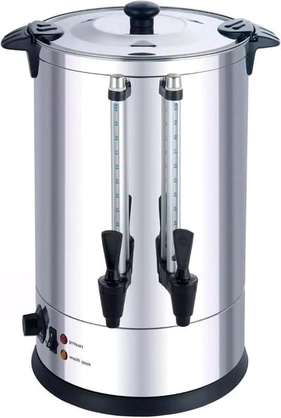 Warmwaterdispenser - Ketel Waterkoker - Catering Evenementen - Dubbele Kranen - 56 Liter - Zilver