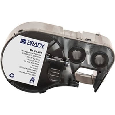 Brady M4-61-483 polyester labels zwart op wit | 12,7 mm x 50,8 mm (origineel)