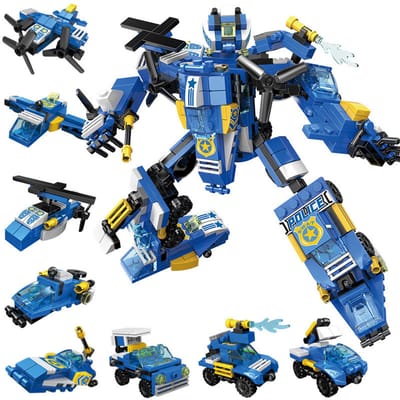 Ultiluxe® Bouwset Robot - 8 stuks - Bouwpakket voor Kinderen - Constructie speelgoed set - Voertuigen voor Jongens - Blauw