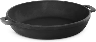 Gietijzeren braadpan 34 cm - ovenvaste braadpan met handgrepen voor inductie, gasgrill en oven