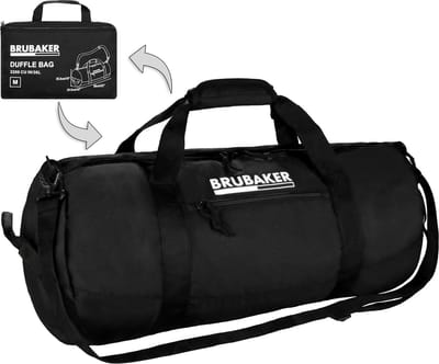 BRUBAKER Opvouwbare Reistas - 36L Duffle Bag Zwart - Convertible Weekender Sporttas - Middelgrote Opvouwbare Tas voor Reizen, Vakantie, Fitness - Lichtgewicht Trainingstas voor Mannen en Vrouwen