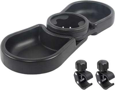 Snackhouder Kinderwagen - Baby Accessoire - Onderweg Eten - 360 Graden Rotatie - 39 x 15 x 12 cm - Zwart