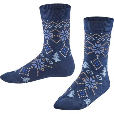 FALKE Nordic Fair Isle gedessineerd wol sokken kinderen blauw - maat 23-26
