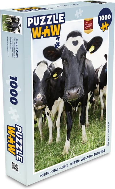 Puzzel Koeien - Gras - Lente - Dieren - Weiland - Boerderij - Legpuzzel - Puzzel 1000 stukjes volwassenen