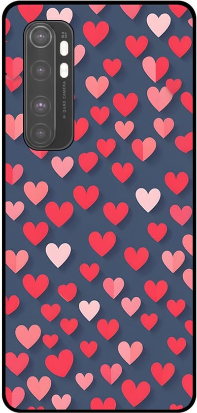 Smartphonica Telefoonhoesje Geschikt voor Xiaomi Mi Note 10 Lite met Roze en Rode Hartjes Opdruk - TPU Backcover Case With Rosé and Red Heart Design geschikt voor Xiaomi MI Note 10 Lite