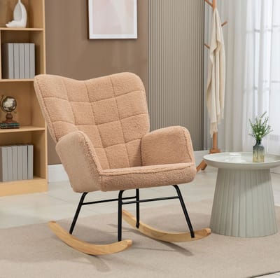 STILVORA Schommelstoel 71 x 98 x 101 cm - Zachte Fauteuil Met Armleuningen En Hoge Rugleuning - Voor Woonkamer En Slaapkamer - Polyester Bruin