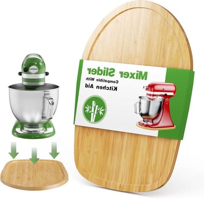 Mixer Schuifmat - Apparaat Slider - Keukenwerkblad Beschermen - Voedselveilig Bamboe - 4.5-5 Qt - Natuurlijk Bamboe