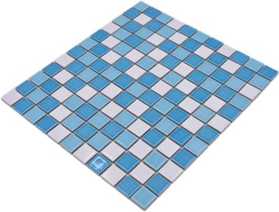 Mozaïek vierkante mix - Keramische tegels - Wanddecoratie aanbrengen - Glanzende afwerking - 10 matten - Blauw wit