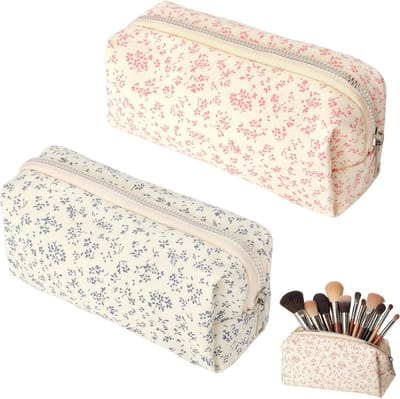 Klein en schattig pennenetui met bloemenpatroon, ideale pennenhouder voor school en kantoor, multifunctionele organizer voor cosmetica en speelgoed