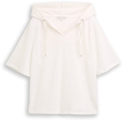 Tom Tailor - Loose fit jacquard hoodie - Maat XXXL - Whisper White