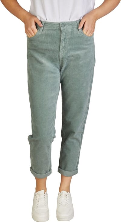 DENIMFY Dames Cord DFLisa regular/straight Groen S Volwassenen Broek Pantalon