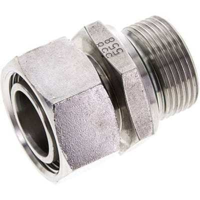 28L & M33x2 RVS Rechte Draaidoorvoer Buitendraad 160bar FKM Verstelbaar ISO 8434-1