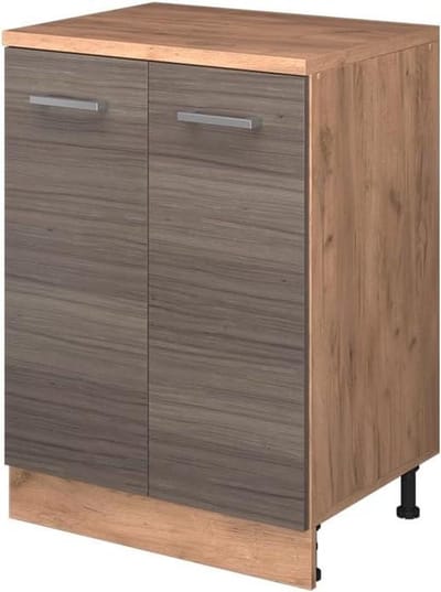 Keukenkast schuine wand - Opbergkast keuken - Ruimte optimaliseren - Met 2 deuren - 60 cm breed - Edel grijs