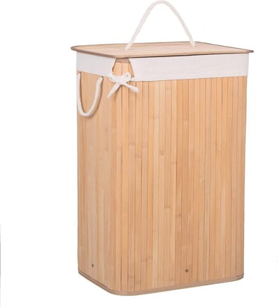 Wasmand met Deksel - 72 Liter - Natuurlijke Bamboe | Ruimtebesparend en Decoratief