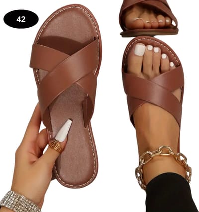 Livano Slippers Dames - Teenslippers - Flip Flops - Comfortabel - Zomer - Donkerbruin 42