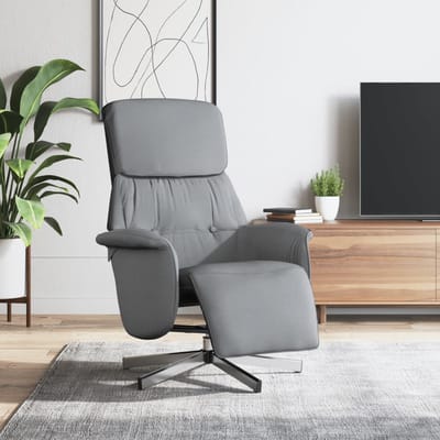 vidaXL - Fauteuil - verstelbaar - met - voetensteun - stof - lichtgrijs