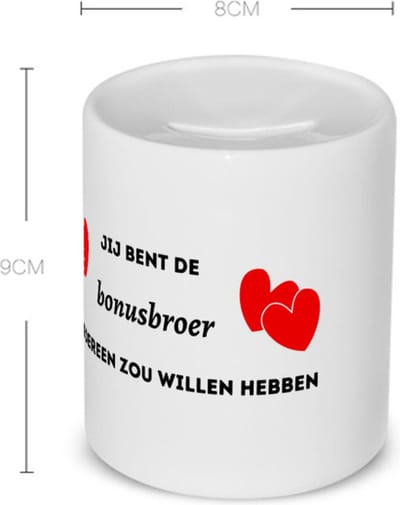 Akyol - jij bent de bonusbroer die iedereen zou willen hebben Spaarpot - Broer - geweldige bonusbroer - liefste bonusbroer - verjaardag - cadeau - kado - bedankje - geschenk - 350 ML inhoud