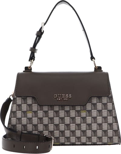 GUESS Shopper Schoudertas Hallie Top Handle Flap Granite Logo Bruine